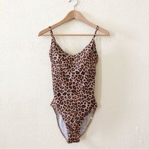 summersalt Leopard Print One-Piece Swimsuit in Brown and Black